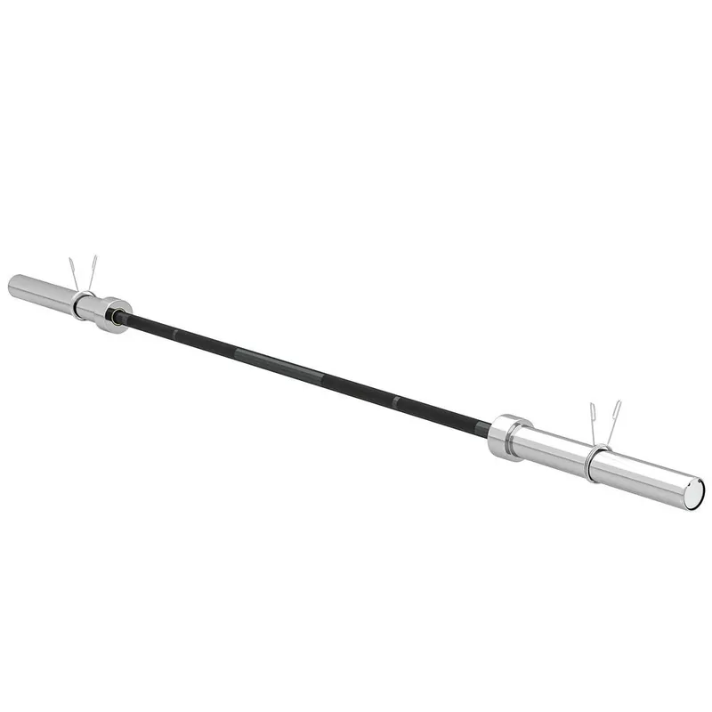 SPORTNOW Barra de Pesas de Acero 180 cm Ø50 mm 15 kg con 2 Presillas Carga 200 kg Barra Olímpica para los Discos de Ø5 cm Entrenamiento en Gimnasio Casa Negro - Deporte