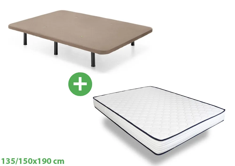 Somier Base Tapizada 90CM + Colchon Basic 90cm - Descanso