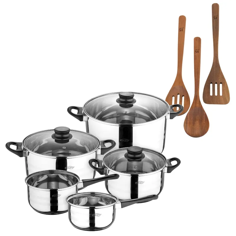 Batería de cocina de ocho piezas San Ignacio+ San Ignacio AGROS Set 3pc utensilios cocina madera acacia
