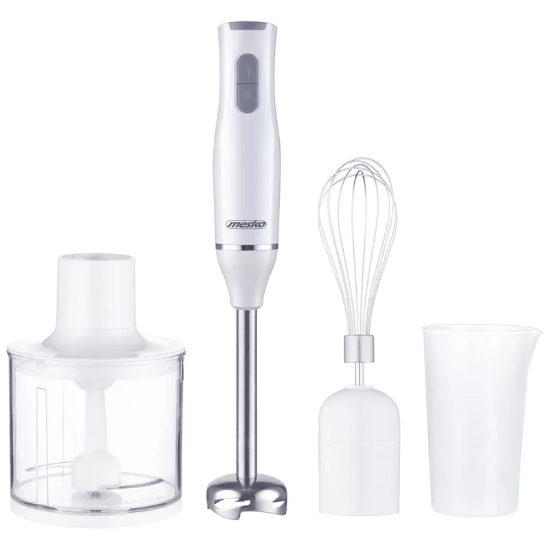 Mesko MS4629 Batidora de Mano Multifunción, Procesador de Alimentos Picadora 0,5 L, Accesorio para Montar, 800, Blanco - Electrodomésticos