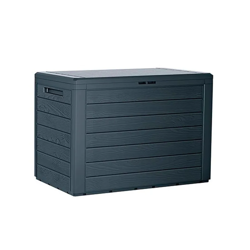 Baul de jardin 190 litros Prosperplast Woodebox de plastico en color antracita 78 x 43,3 x 55 cm - Jardín