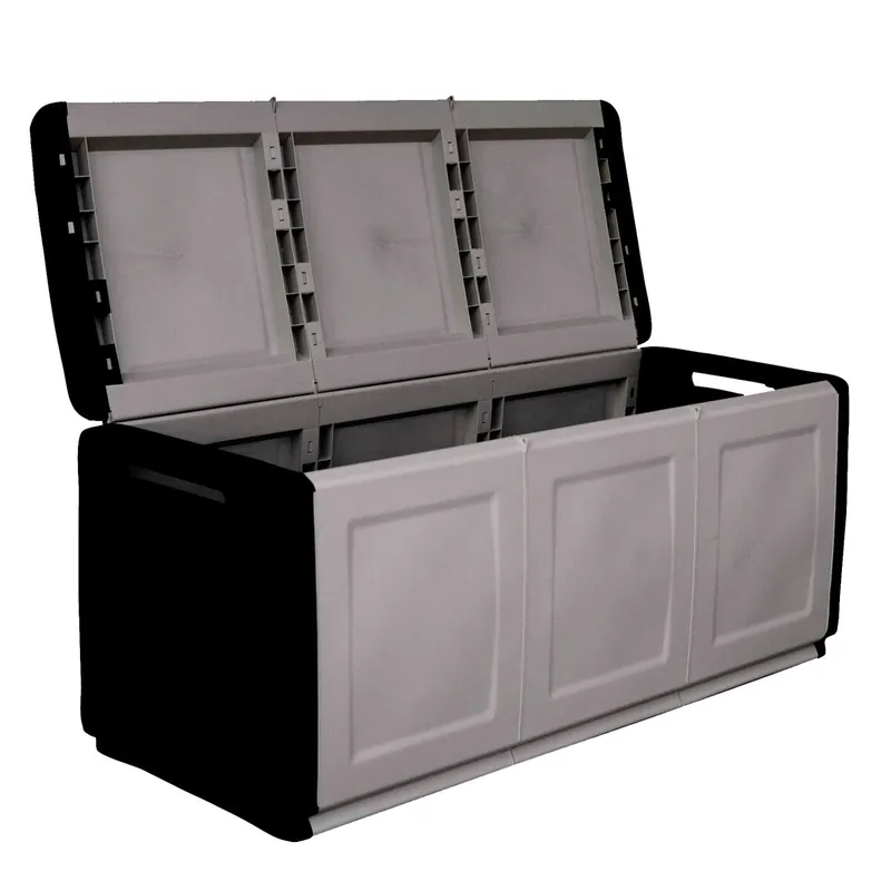 Baúl en polipropileno de 138x57x53cm - 330L color gris oscuro y negro