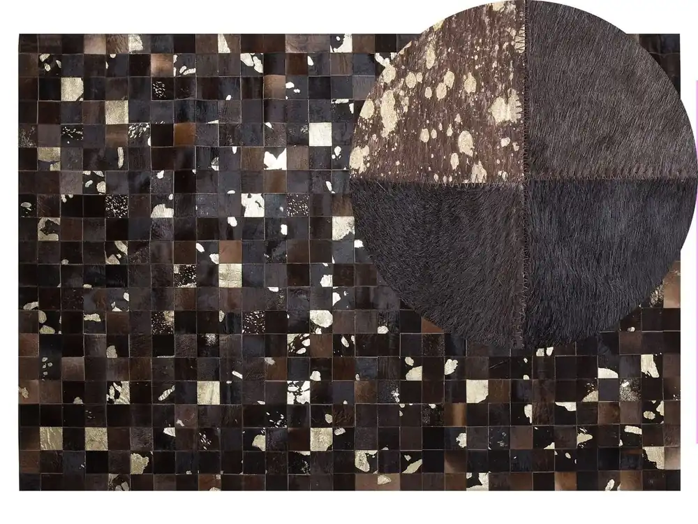 Alfombra BANDIRMA Marrón 140 x 200 cm Piel - Textil
