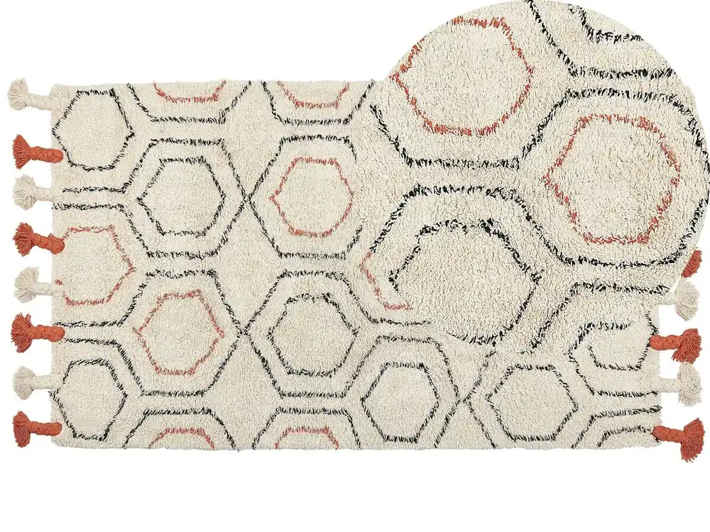 Alfombra HAJIPUR Beige 80 x 150 cm Algodón - Textil