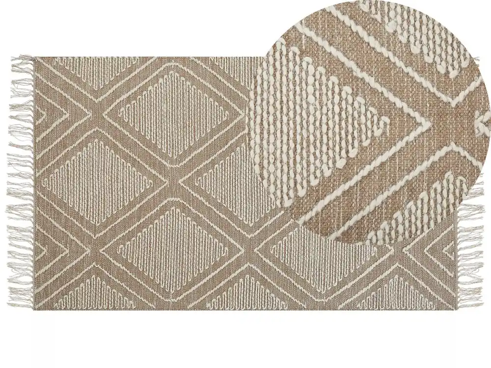 Alfombra KACEM Beige 80 x 150 cm Algodón - Textil