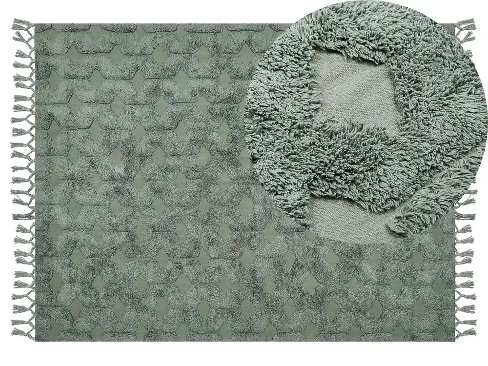 Alfombra KARS Verde 140 x 200 cm Algodón - Textil