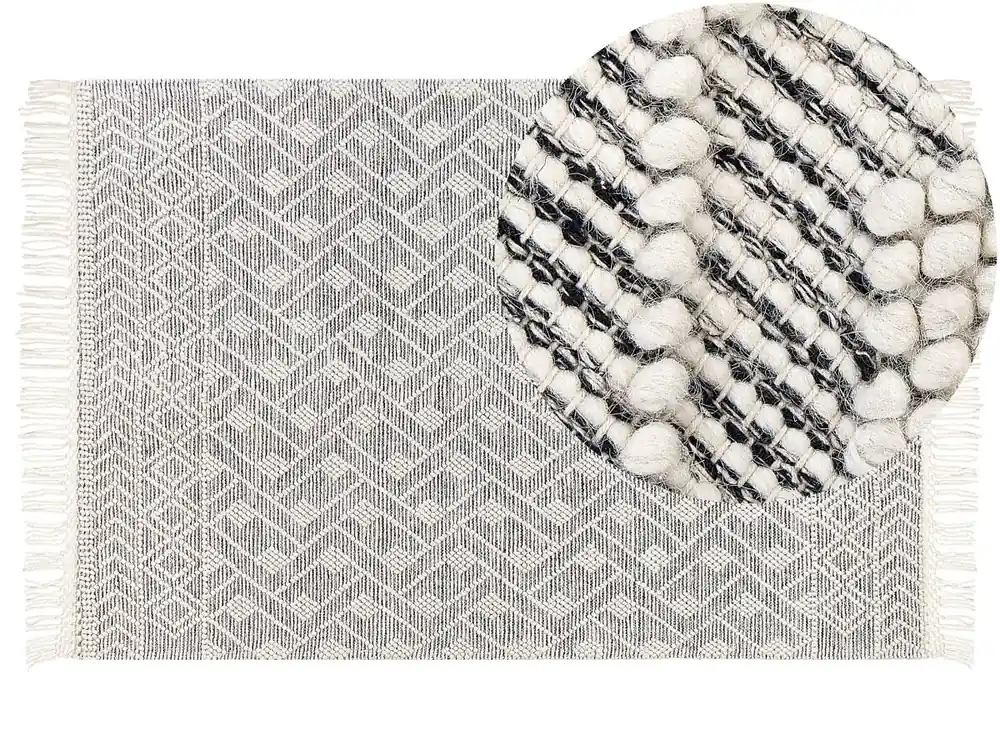 Alfombra KAVAK Negro 160 x 230 cm Lana - Textil