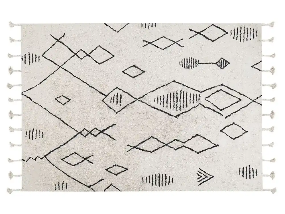 Alfombra KEBIR Blanco crema 140 x 200 cm Algodón - Textil