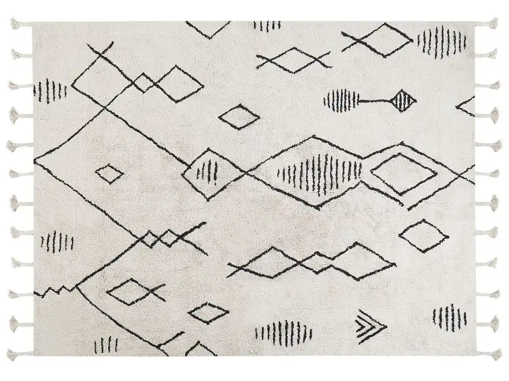 Alfombra KEBIR Blanco crema 160 x 230 cm Algodón - Textil