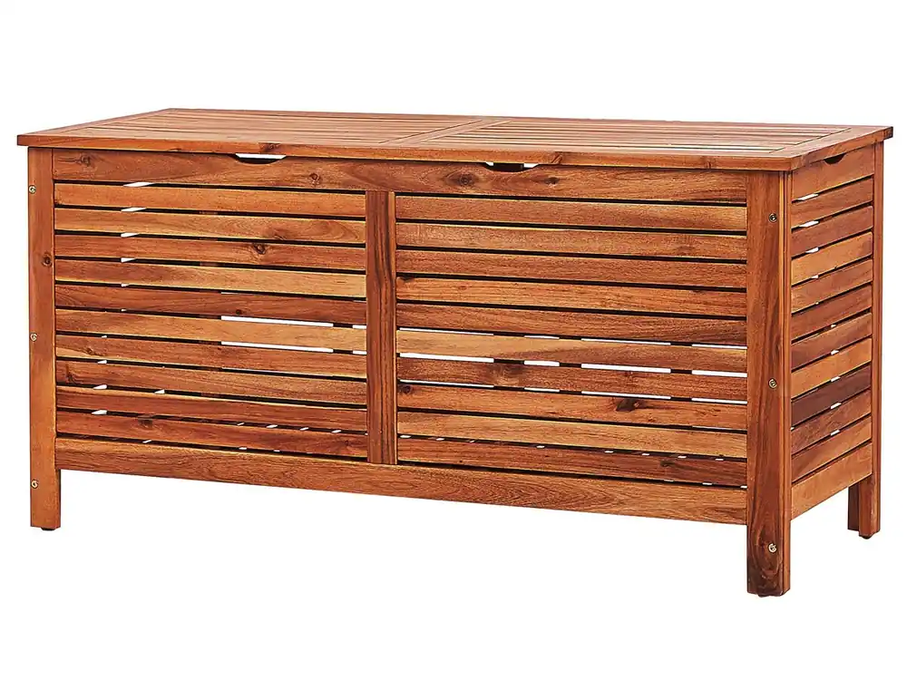 Arcón RIVIERA Madera de acacia 130 cm 48 cm Marrón claro - Jardín
