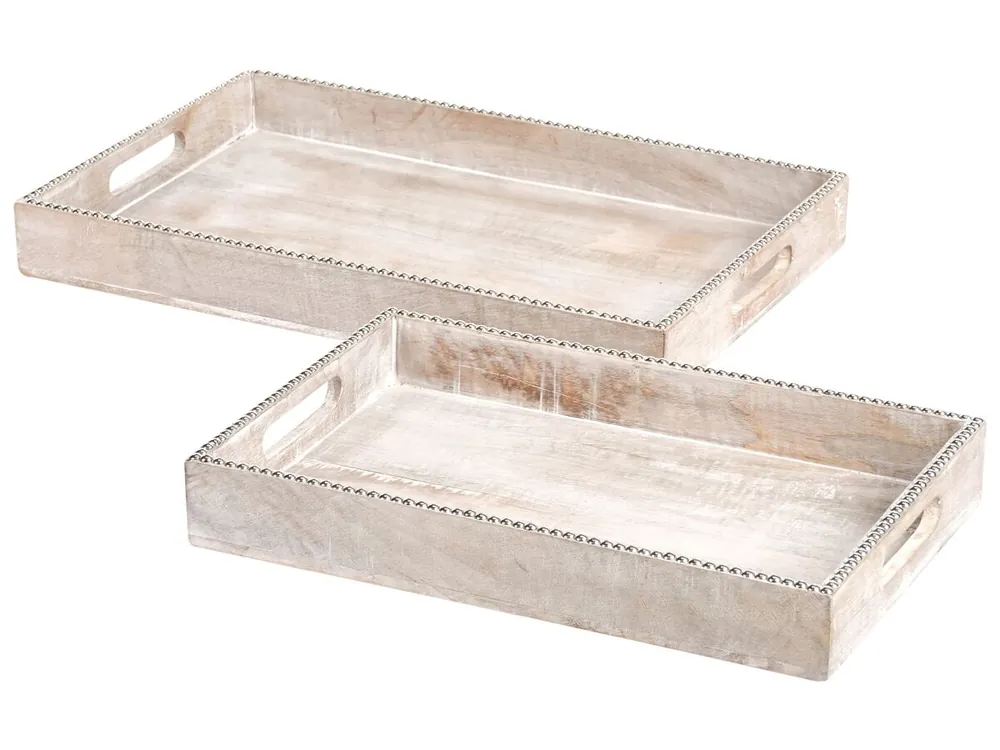 Conjunto de 2 bandejas de servir QUENA Madera de mango Marrón claro - Cocina