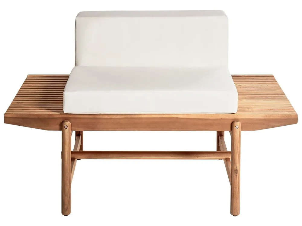 Banco de jardín con cojín GIAVENO 135 cm Madera de acacia Blanco crema
