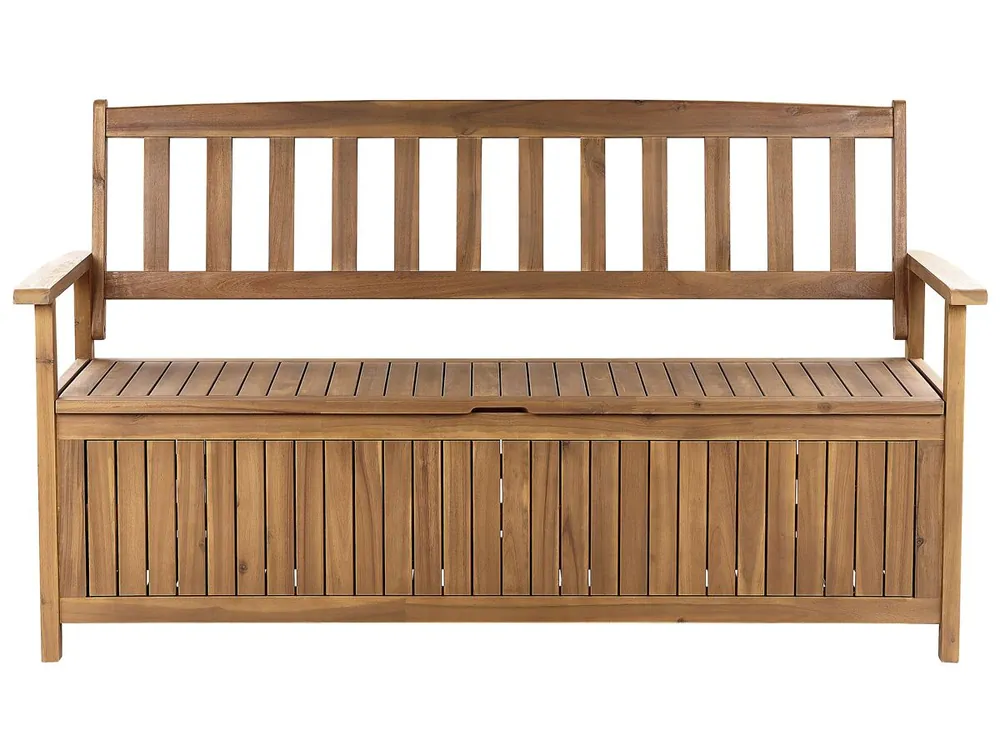 Banco de jardín SOVANA 160 cm con almacenaje Madera de acacia Marrón