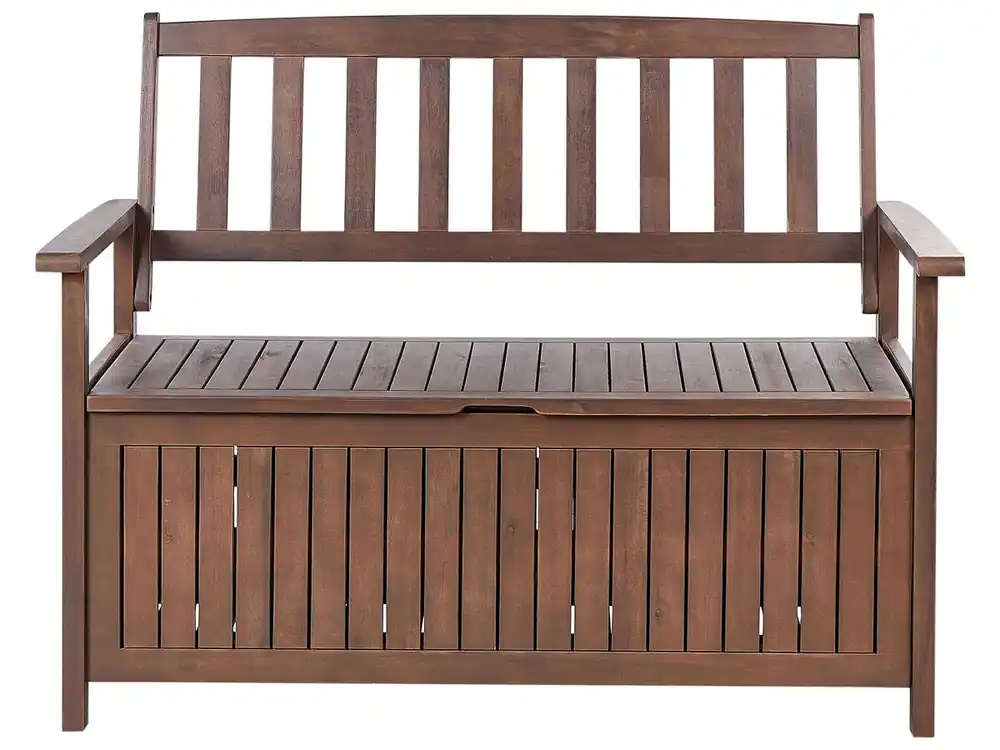 Banco de jardín SOVANA 120 cm con almacenaje Madera de acacia Marrón oscuro