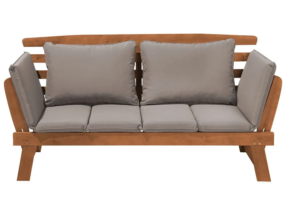 Banco de jardín con cojín PORTICI 210 cm Madera de eucalipto Marrón claro/Gris pardo
