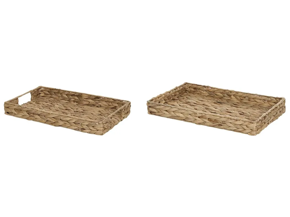 Conjunto de 2 bandejas decorativas KONTUM Mimbre Natural - Cocina