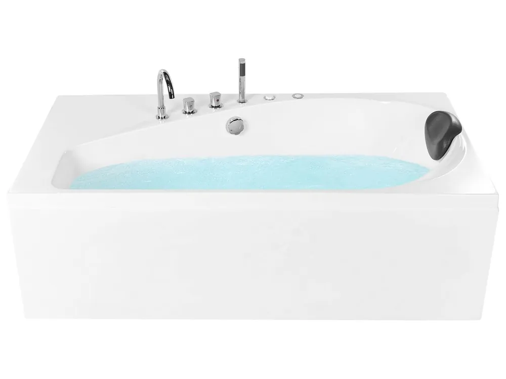 Bañera de hidromasaje LED esquinera CAURA Derecha 175 x 80 cm Blanco - Baño