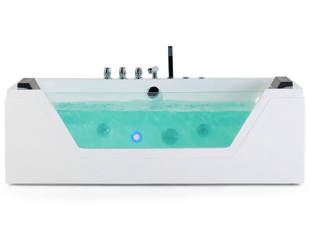 Bañera de hidromasaje LED esquinera SAMANA 153 x 71 cm Blanco - Baño