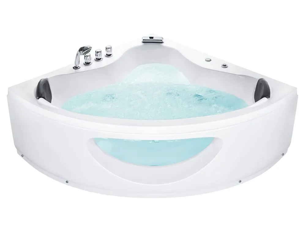 Bañera de hidromasaje LED esquinera TOCOA 190 x 138 cm Blanco - Baño