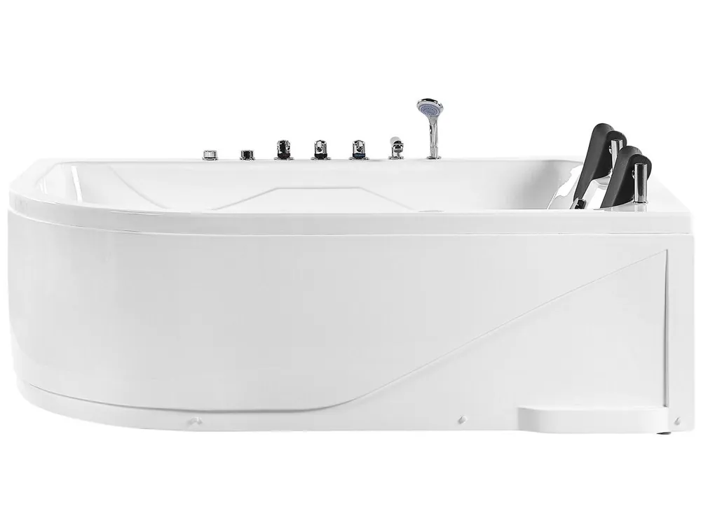 Bañera de hidromasaje LED esquinera CALAMA Izquierda 180 x 120 cm Blanco - Baño