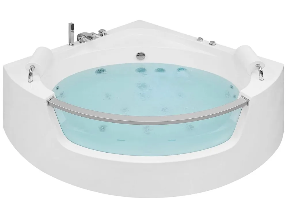 Bañera de hidromasaje LED esquinera MANGLE 201 x 150 cm Blanco - Baño