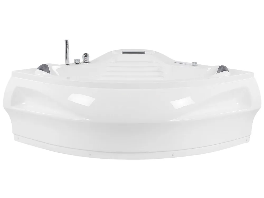 Bañera de hidromasaje LED esquinera MONACO con altavoz Bluetooth integrado 210 x 145 cm Blanco - Baño