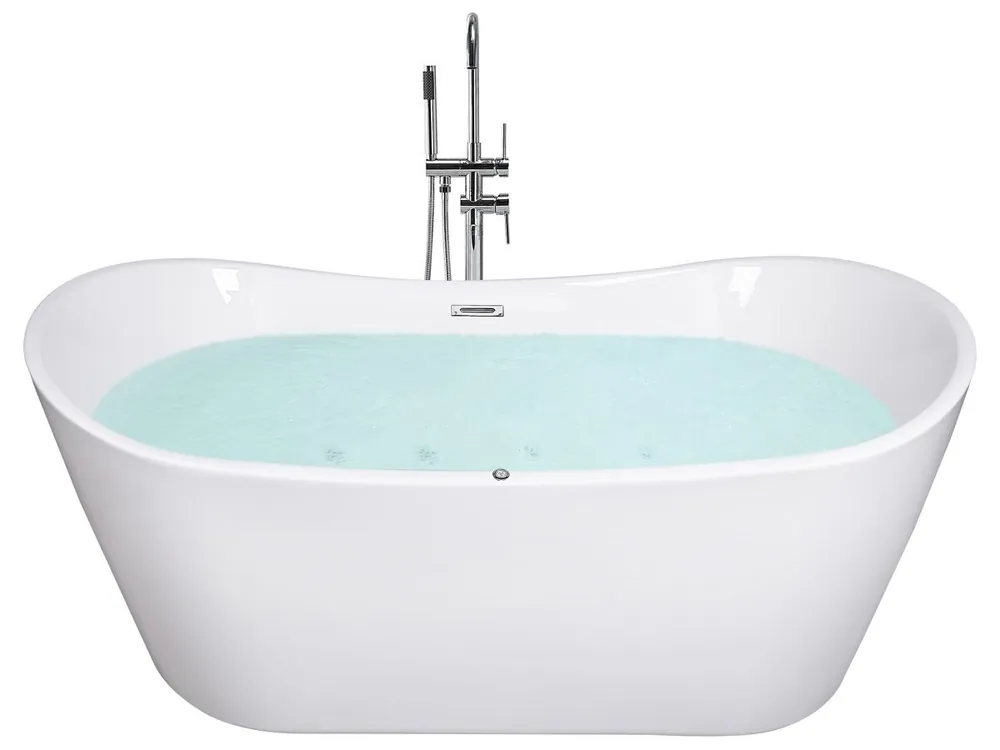 Bañera de hidromasaje independiente con LED ANTIGUA 168 x 80 cm Blanco - Baño