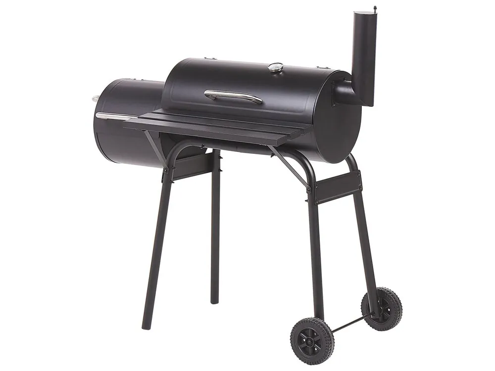 Barbacoa de carbón KATLA con ahumador Metal Negro - Jardín