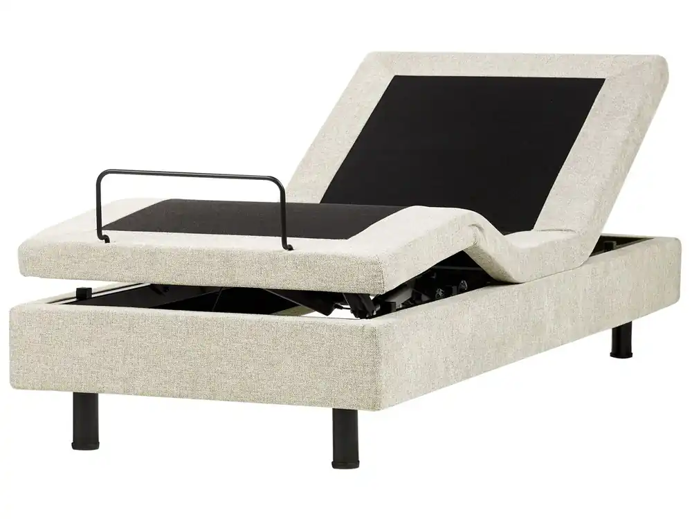 Cama ajustable sin cabecero Tela DUKE II 90 x 200 cm Beige - Descanso