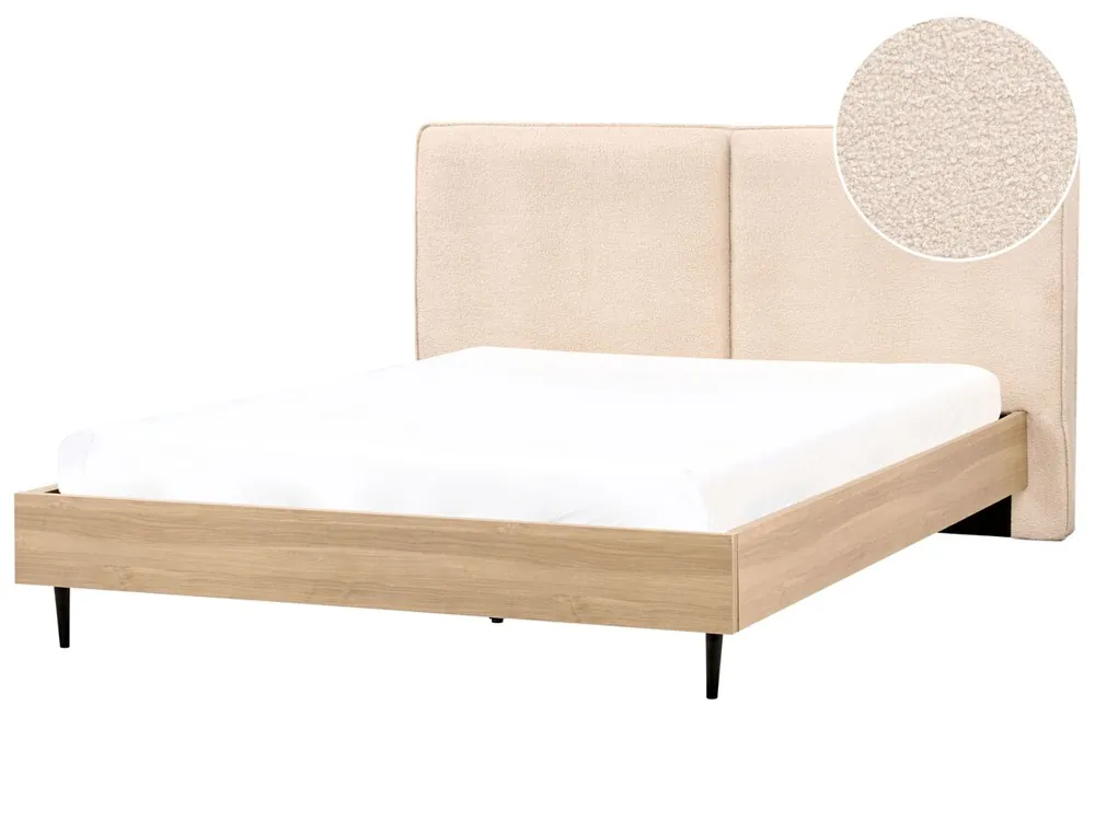 Cama Bouclé IZERNORE 180 x 200 cm Beige - Descanso