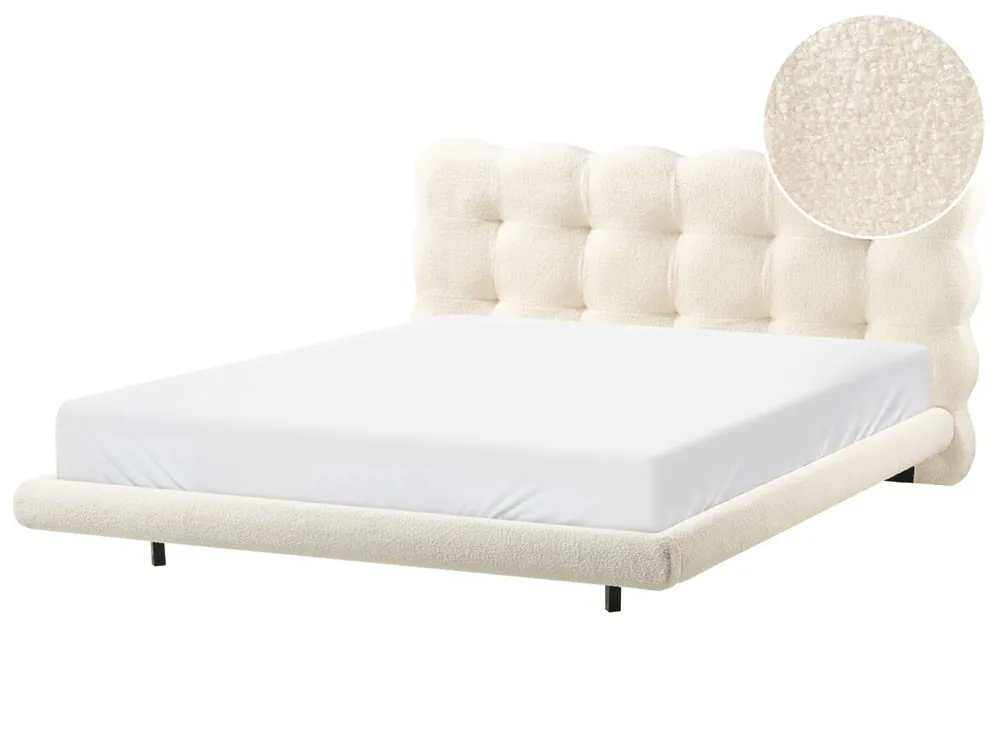Cama Bouclé SOULISSE 160 x 200 cm Blanco crema - Descanso