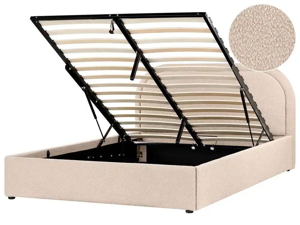 Cama con almacenaje Bouclé QUILLIEN 140 x 200 cm Beige - Descanso
