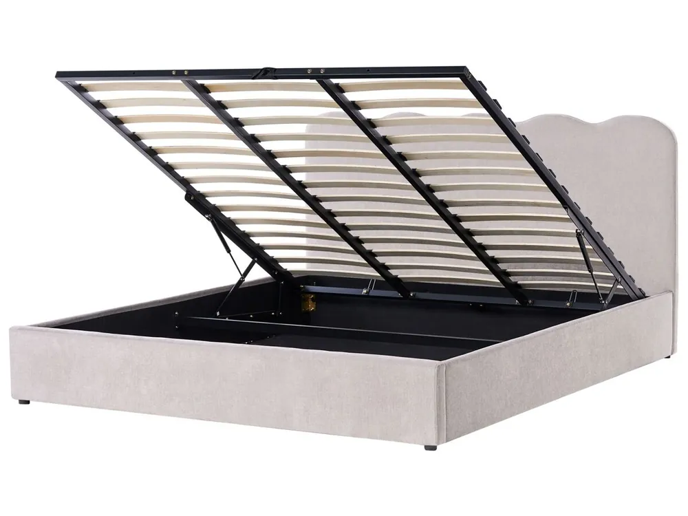 Cama con almacenaje NANTERRE Chenilla Gris pardo 180 x 200 cm - Descanso