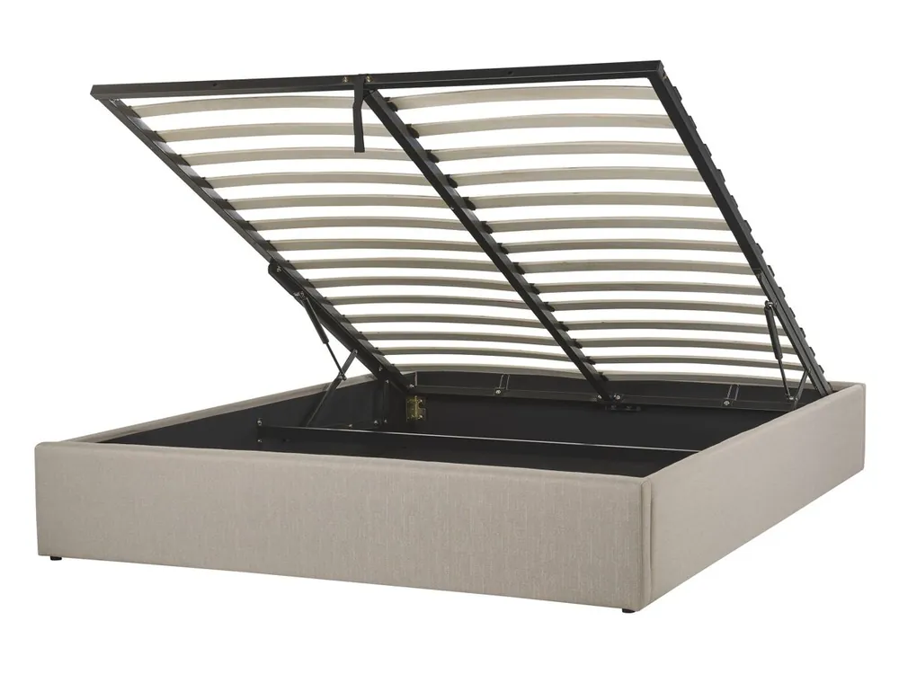 Cama con almacenaje sin cabecero Tela DINAN 140 x 200 cm Gris oscuro - Descanso
