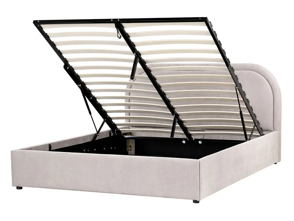Cama con almacenaje Tela QUILLIEN 140 x 200 cm Gris pardo - Descanso