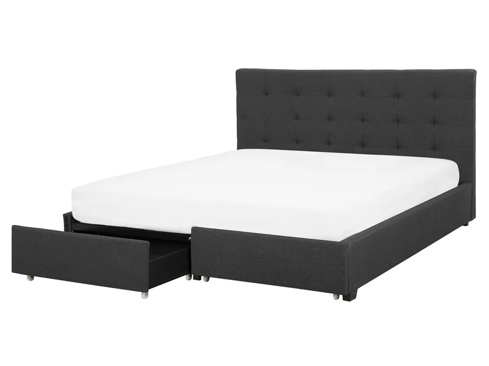 Cama con cajones Tela LA ROCHELLE 160 x 200 cm Gris oscuro - Descanso