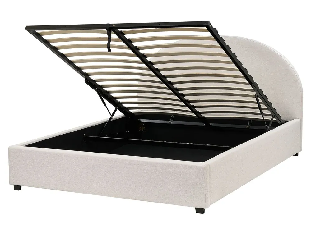 Cama con almacenaje Tela VAUCLUSE 160 x 200 cm Beige claro - Descanso