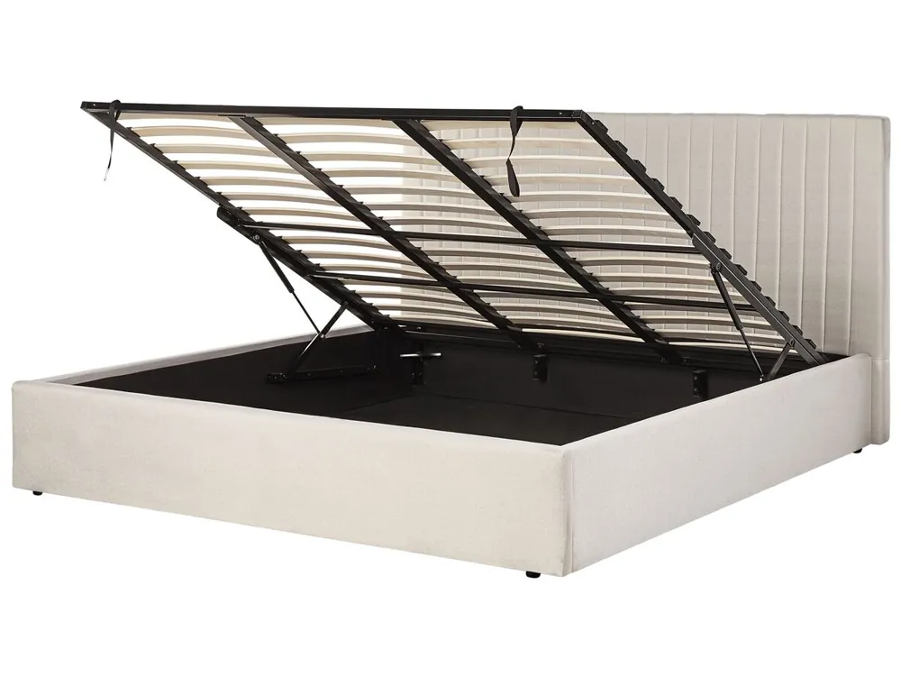 Cama con almacenaje Tela VION 180 x 200 cm Beige - Descanso