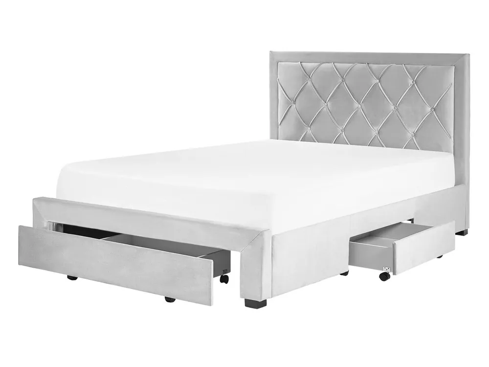 Cama con cajones Terciopelo LIEVIN 140 x 200 cm Azul marino - Descanso