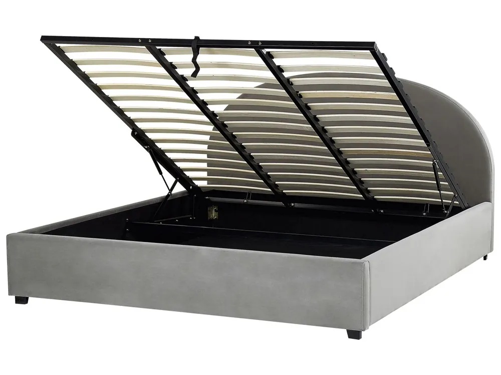 Cama con almacenaje Terciopelo VAUCLUSE 180 x 200 cm Gris claro - Descanso