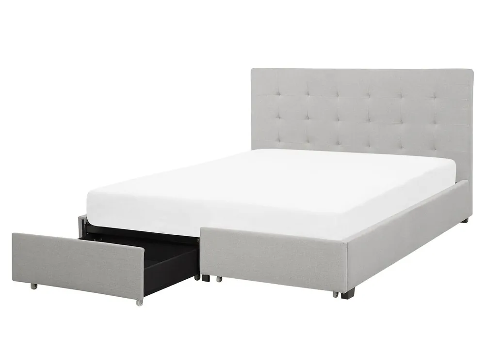 Cama con cajones Tela LA ROCHELLE 160 x 200 cm Gris claro - Descanso