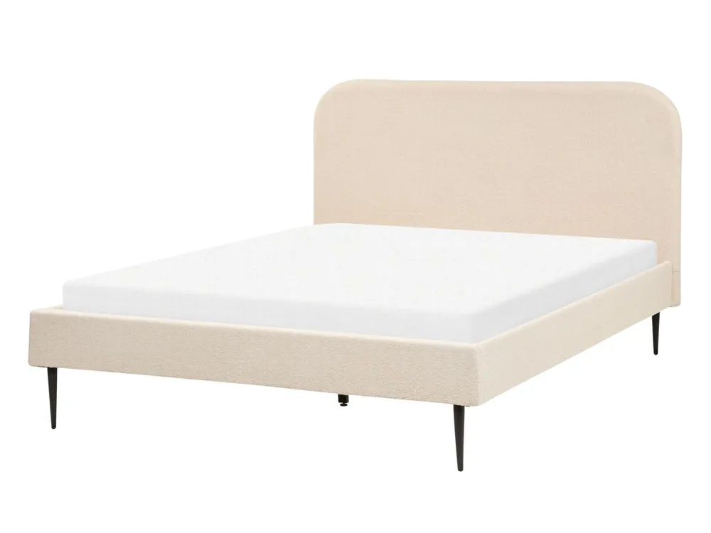 Cama Bouclé FLAYAT 140 x 200 cm Beige claro - Descanso