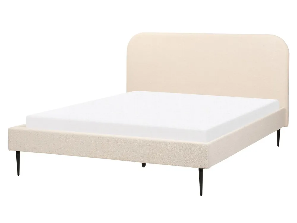 Cama Bouclé FLAYAT 160 x 200 cm Beige claro - Descanso