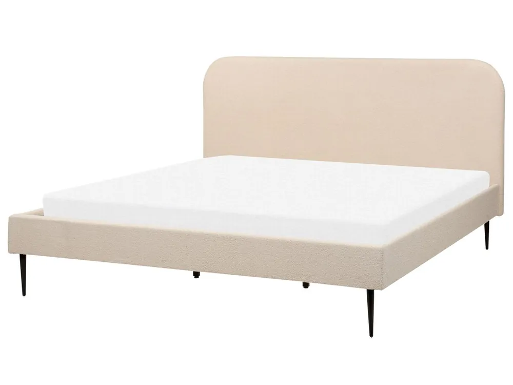 Cama Bouclé FLAYAT 180 x 200 cm Beige claro - Descanso