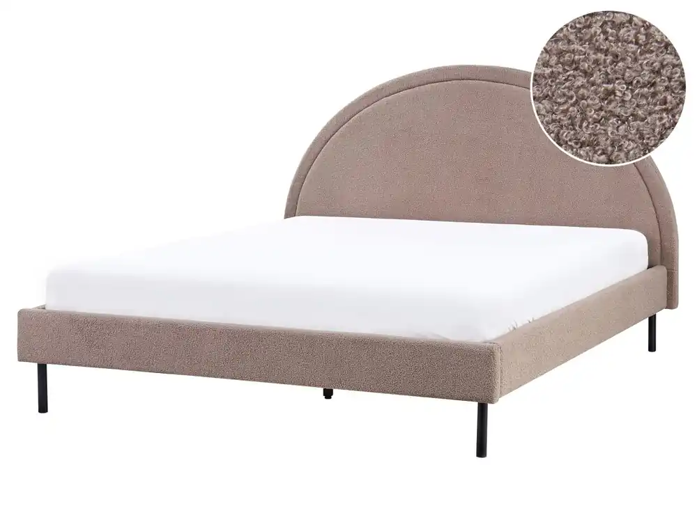 Cama Bouclé MARGUT 160 x 200 cm Blanco - Descanso