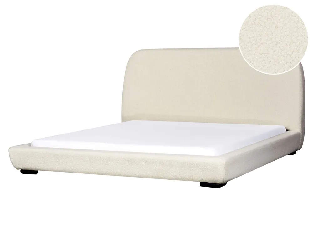 Cama Bouclé ROISEL 180 x 200 cm Beige claro - Descanso