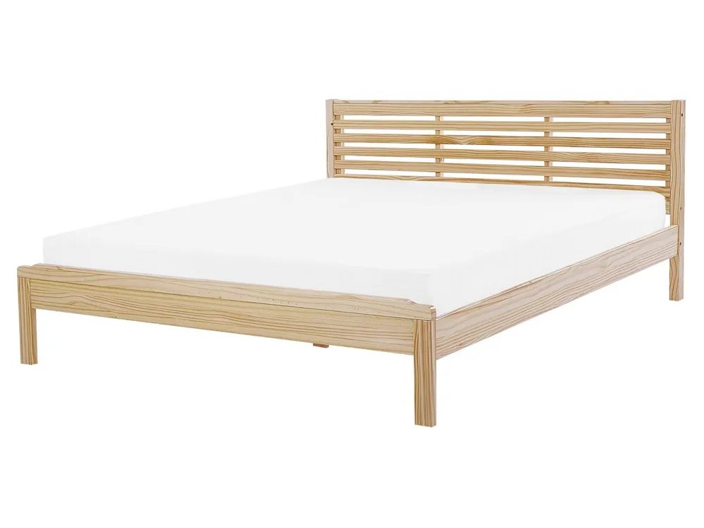 Cama Madera de pino CARNAC 160 x 200 cm Marrón claro - Descanso
