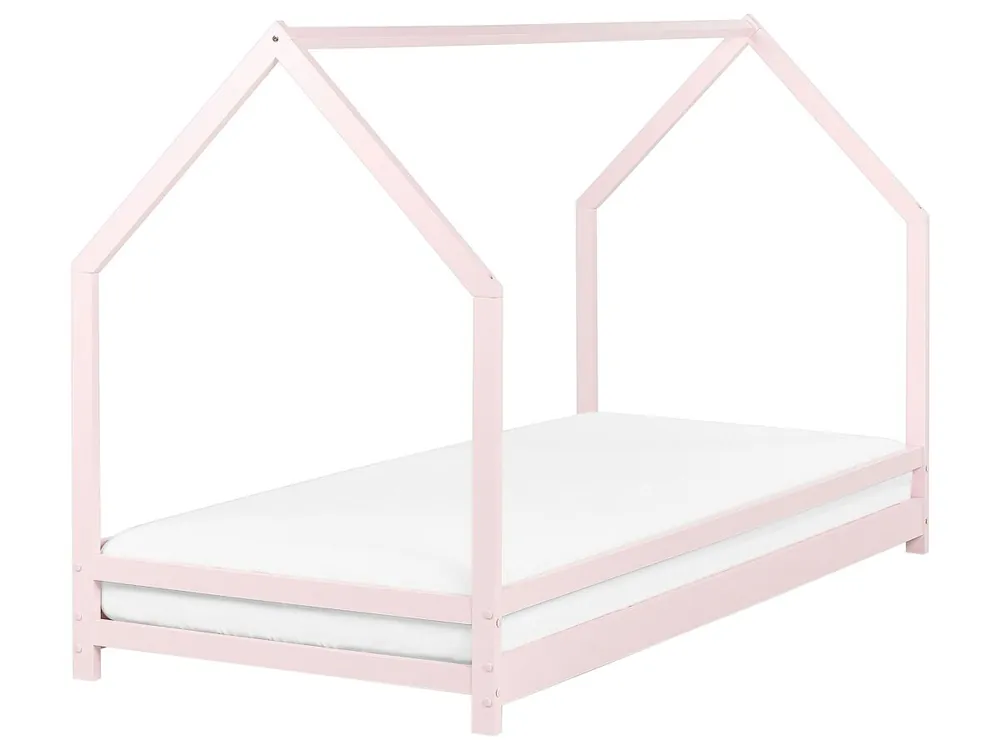 Cama infantil Casa Madera de pino APPY 90 x 200 cm Rosa pastel - Descanso