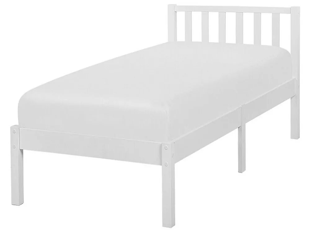 Cama Madera de pino FLORAC 90 x 200 cm Blanco - Descanso