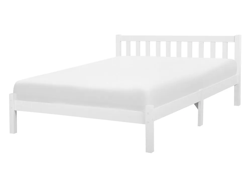 Cama Madera de pino FLORAC 140 x 200 cm Blanco - Descanso